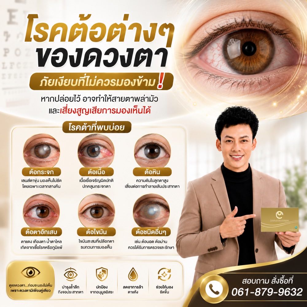 รู้จักโรคต้อของดวงตา ต้อกระจก ต้อลม ต้อเนื้อ ต้อหิน ต่างกันอย่างไร